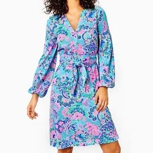 Lilly Pulitzer kierna dress blue horizon jungle sunrise